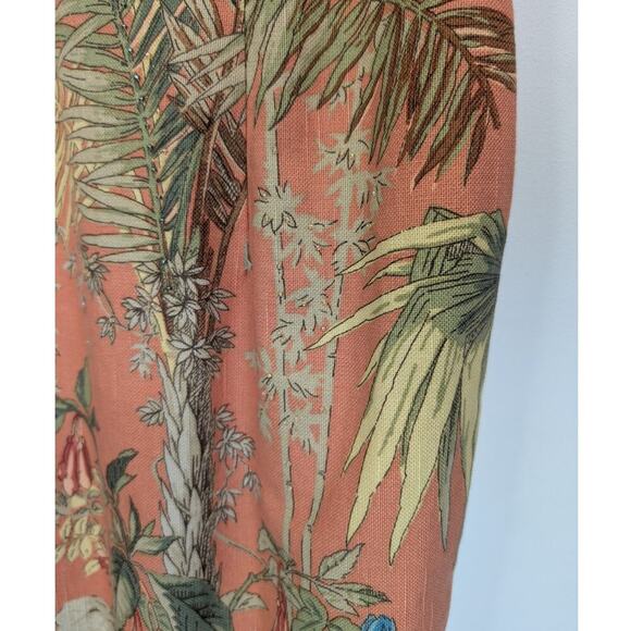 Talbots 12P Orange Tropical Palm Print Hawaaiin Sheath Dress V Neck Seed Beading - Picture 11 of 13